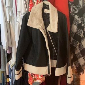 Black faux leather jacket w/ Sherpa lining